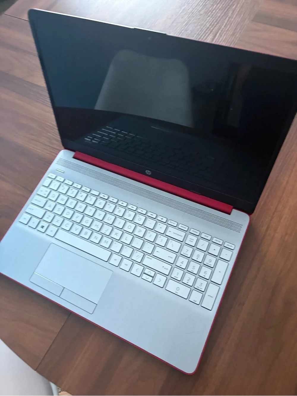 HP Red Laptop with Silver HP Logo